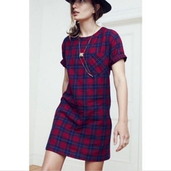 MADEWELL ~ Classic Blue & Red Flannel Dress ~Soft As A Well-Loved Flannel! Small - Picture 1 of 11